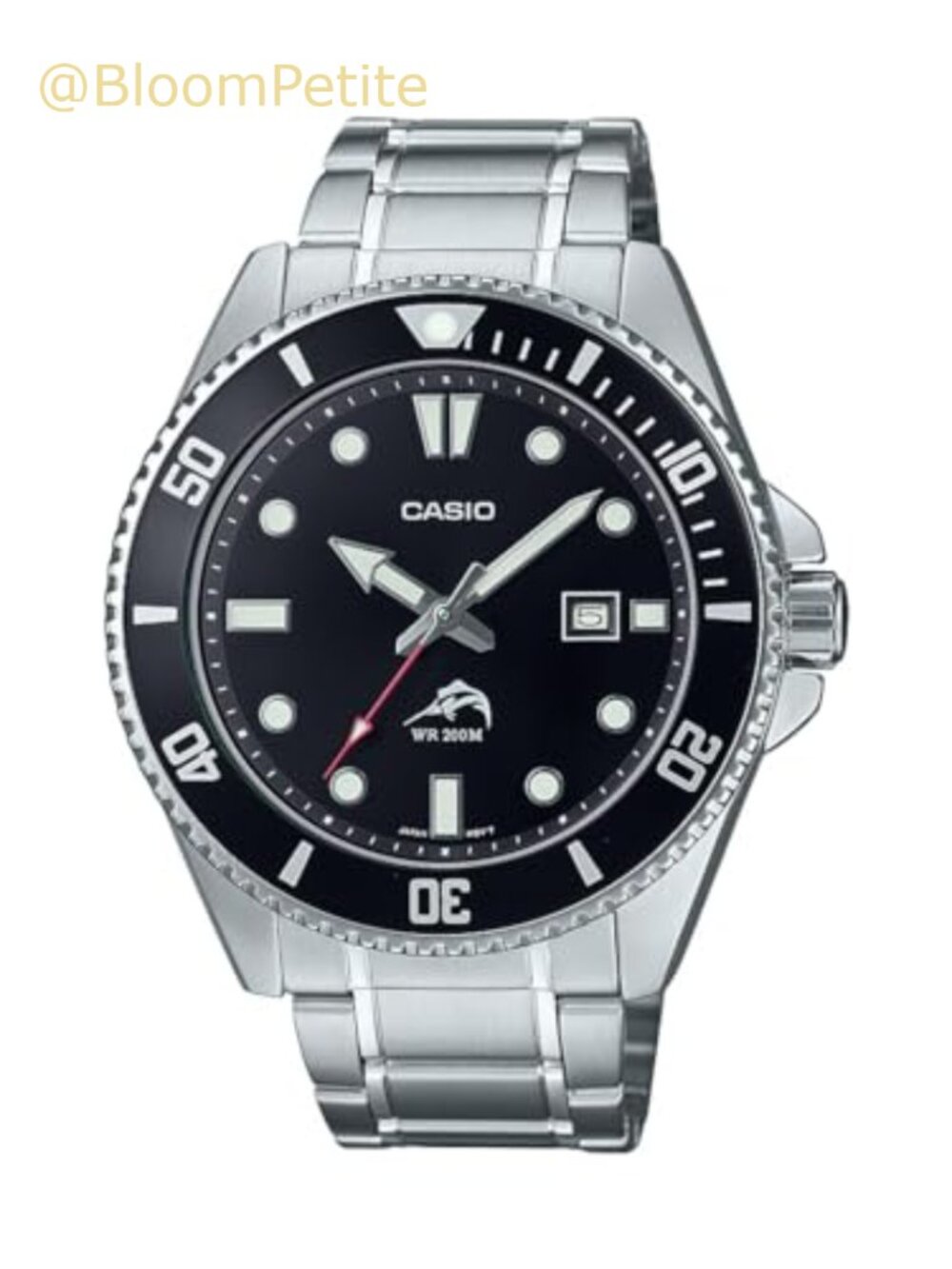 Casio Classic Diver Stainless Steel Watch Date Indicator Rotating Bezel 200M